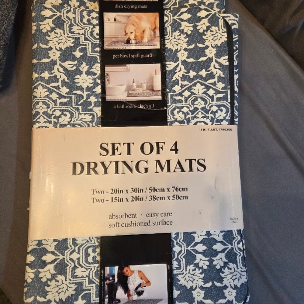 YMF CARPETS INC Multi-Purpose Kitchen Mat - Blue and white